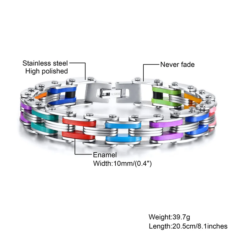 Vnox Punk Biker Chain Bracelet, 12mm Stainless Steel Rainbow Colorful Men's Bicycle Motorbike Links Wristband, Rock Cool Jewelry
Vnox Punk Biker Chain Bracelet, 12mm Stainless Steel Rainbow Colorful Men's Bicycle Motorbike Links Wristband, Rock Cool Jewelry