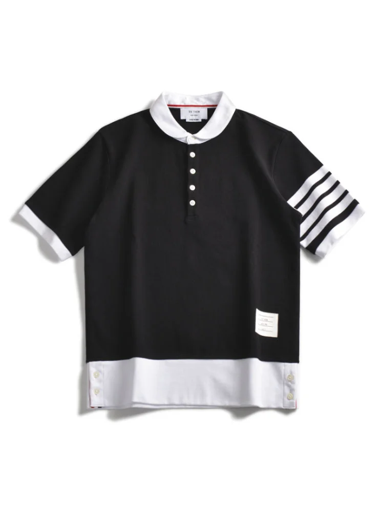 2021 TB THOM women's turn down collar patchwork summer t-shirts short sleeve panelled loose style tees women casual tops
2021 TB THOM women's turn down collar patchwork summer t-shirts short sleeve panelled loose style tees women casual tops
