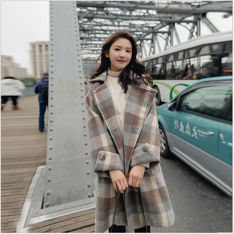 2019 Spring Autumn Women Plaid Coat New Fashion Long Woolen Coat loose Type Female Winter Jackets Female Outwear Z301
2019 Spring Autumn Women Plaid Coat New Fashion Long Woolen Coat loose Type Female Winter Jackets Female Outwear Z301