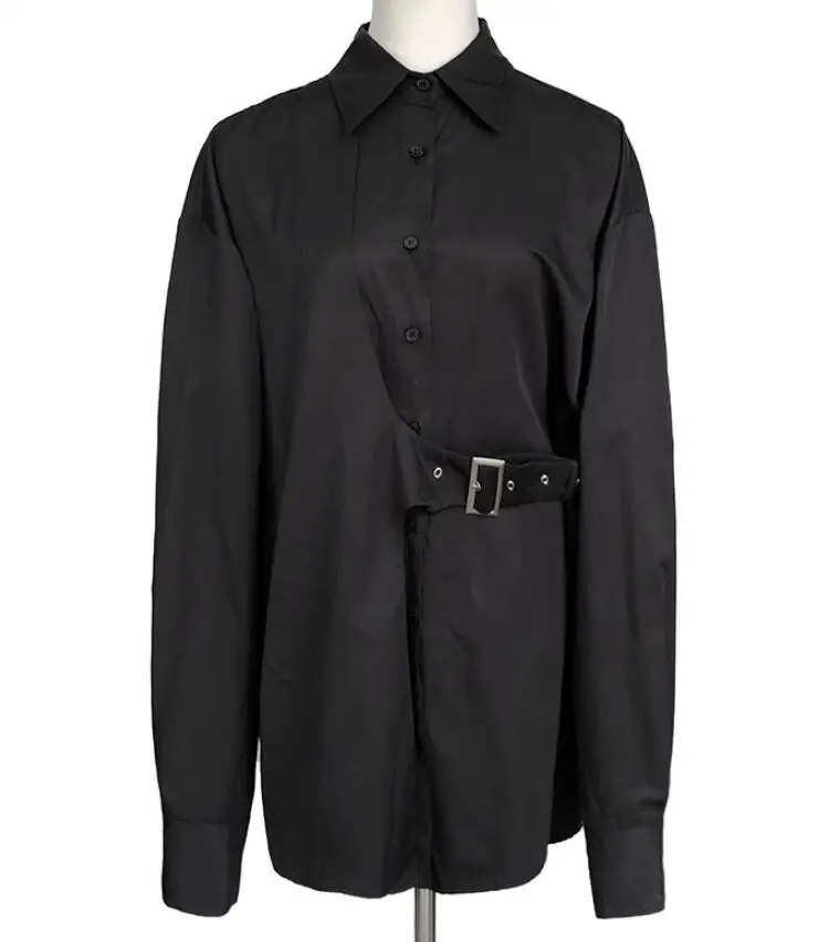 2021 Spring Autumn Blusas Long-sleeve Fashion Trend Ladies Single Breasted Belt Irregular Shirt Coat Plus Size Blouse Tops w116 
2021 Spring Autumn Blusas Long-sleeve Fashion Trend Ladies Single Breasted Belt Irregular Shirt Coat Plus Size Blouse Tops w116