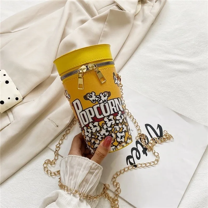 Popcorn Drink Bottle Cylinder Shaped Bag Shoulder Bags Messenger For Women PU Chain Crossbody Bags Ladies Bucket Handbags Purses
Popcorn Drink Bottle Cylinder Shaped Bag Shoulder Bags Messenger For Women PU Chain Crossbody Bags Ladies Bucket Handbags Purses