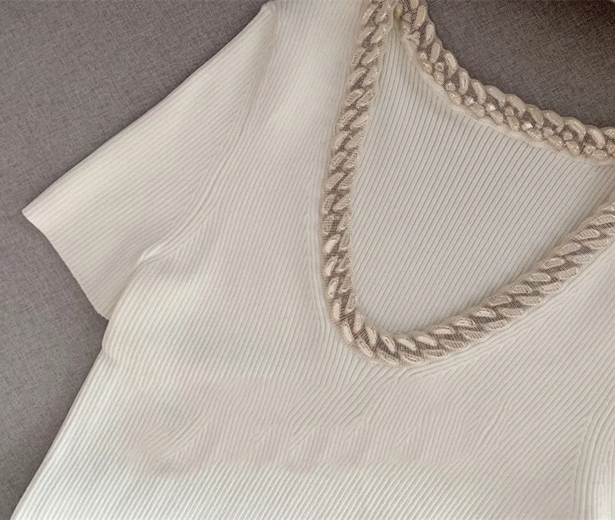 Knitted Thin Short-Sleeved Top Women's Pullover 2021 New Spring Fashionable All-Match Short Temperamental Wool Sweater
Knitted Thin Short-Sleeved Top Women's Pullover 2021 New Spring Fashionable All-Match Short Temperamental Wool Sweater