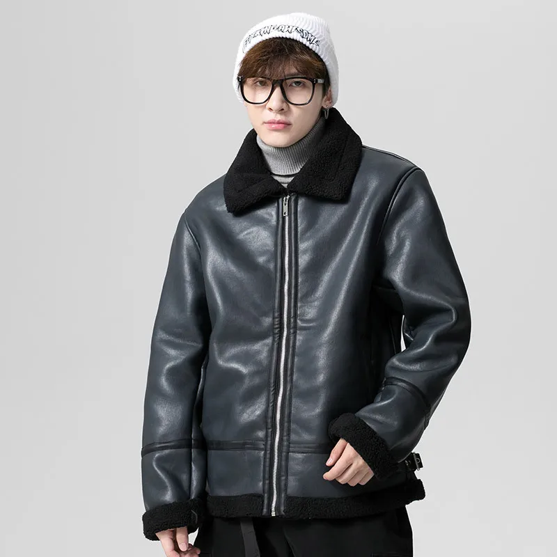 New Autumn Winter Men's PU Leather Jacket Lapel Add Lamb Wool Zipper Thick Warm Wind Proof Vintage Locomotive Male Coat
New Autumn Winter Men's PU Leather Jacket Lapel Add Lamb Wool Zipper Thick Warm Wind Proof Vintage Locomotive Male Coat