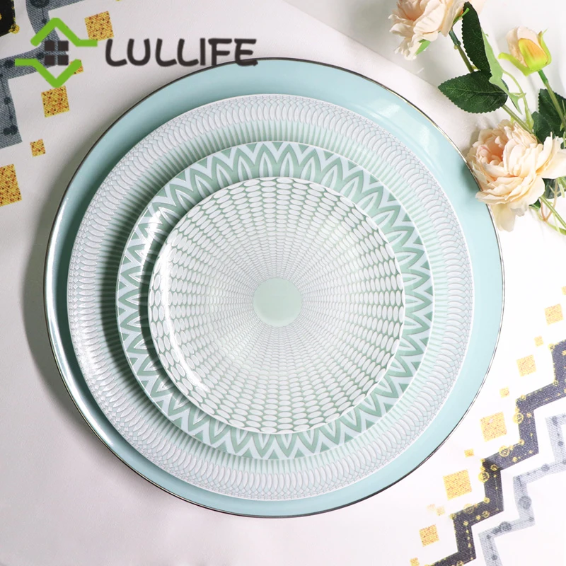 12 inch Bone China Dinner Plates Round Dishes and Plates Sets Geometry Tableware Dinner Dish Dessert Steak Green Charger Plates
12 inch Bone China Dinner Plates Round Dishes and Plates Sets Geometry Tableware Dinner Dish Dessert Steak Green Charger Plates