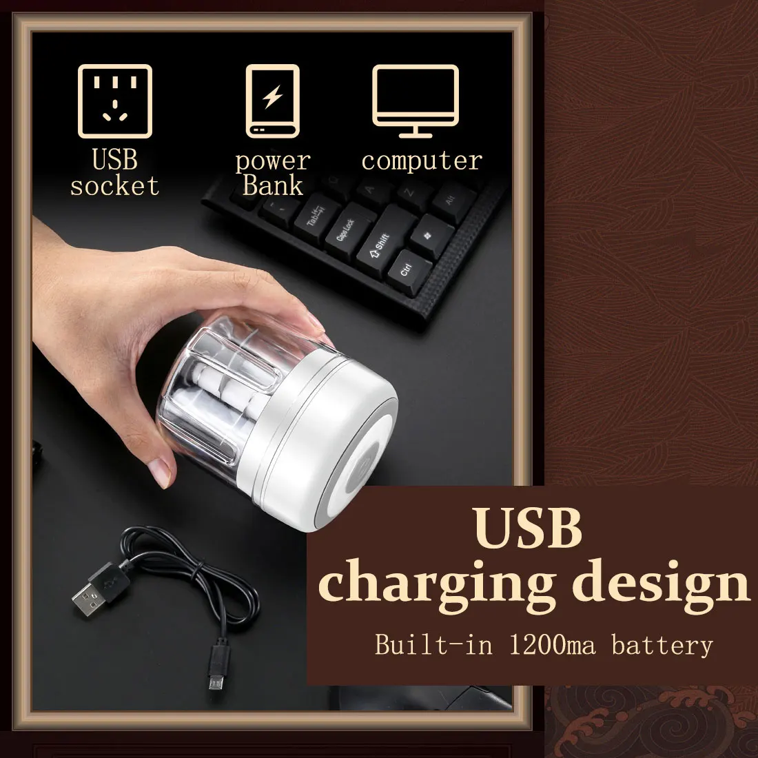 100/250ml Electric Garlic Masher Rugged Crusher Chopper USB Charging Machine for Garlic Ginger Chili Cutter Kitchen Portable 
100/250ml Electric Garlic Masher Rugged Crusher Chopper USB Charging Machine for Garlic Ginger Chili Cutter Kitchen Portable