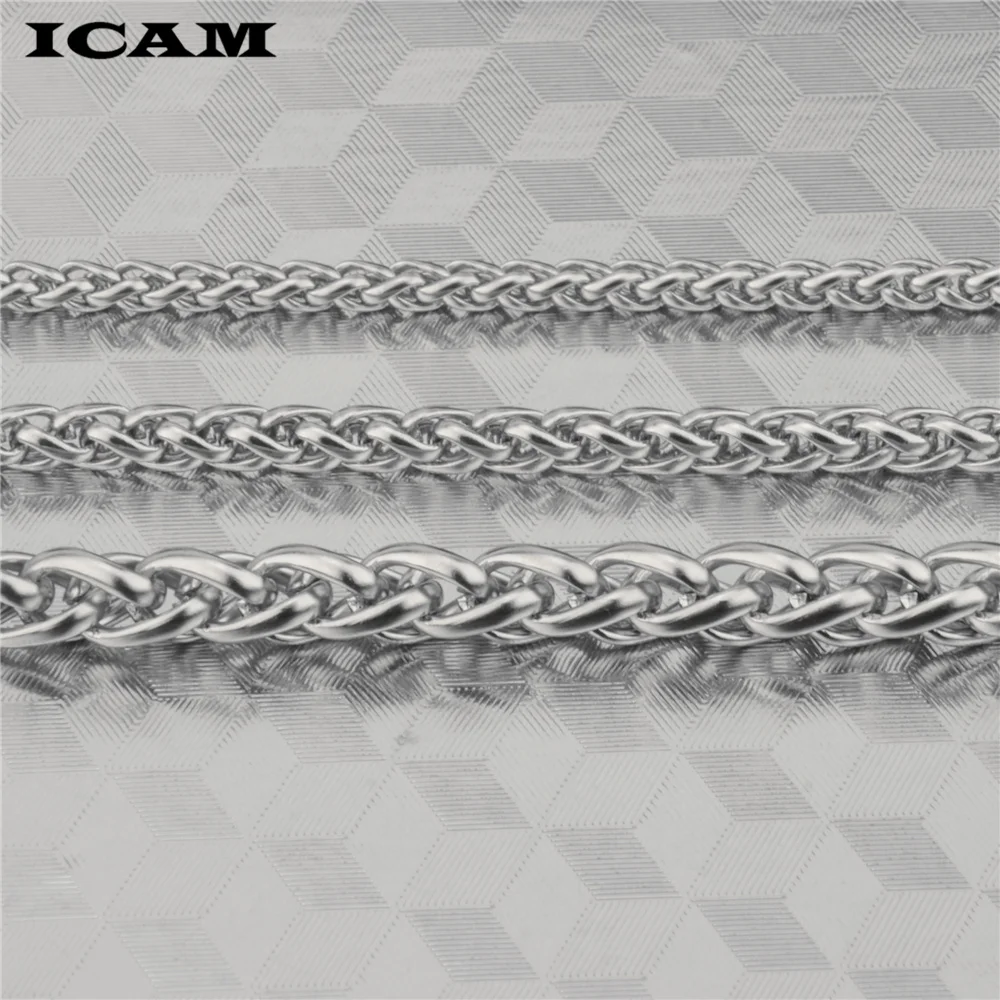 ICAM Men's Bracelet & Bangle 2018 Christmas Gift Stainless Steel Silver Color Link Wheat Double Chain Jewelry Dropship | Украшения и