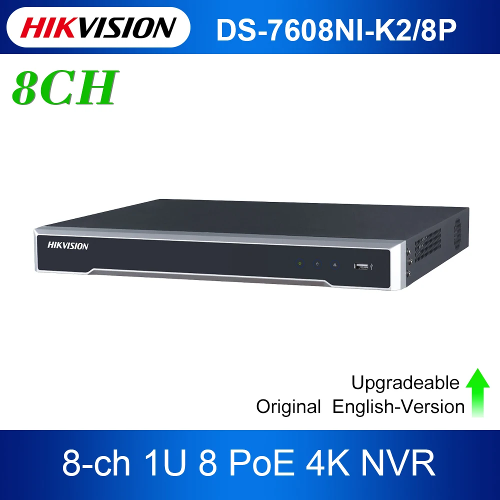 Hikvision POE NVR 4K 8MP 8CH DS-7608NI-K2/8P Embedded Plug & Play 4K Video Recorder 2 SATA Max 12TB Interfaces 8 POE Port Onvif
Hikvision POE NVR 4K 8MP 8CH DS-7608NI-K2/8P Embedded Plug & Play 4K Video Recorder 2 SATA Max 12TB Interfaces 8 POE Port Onvif