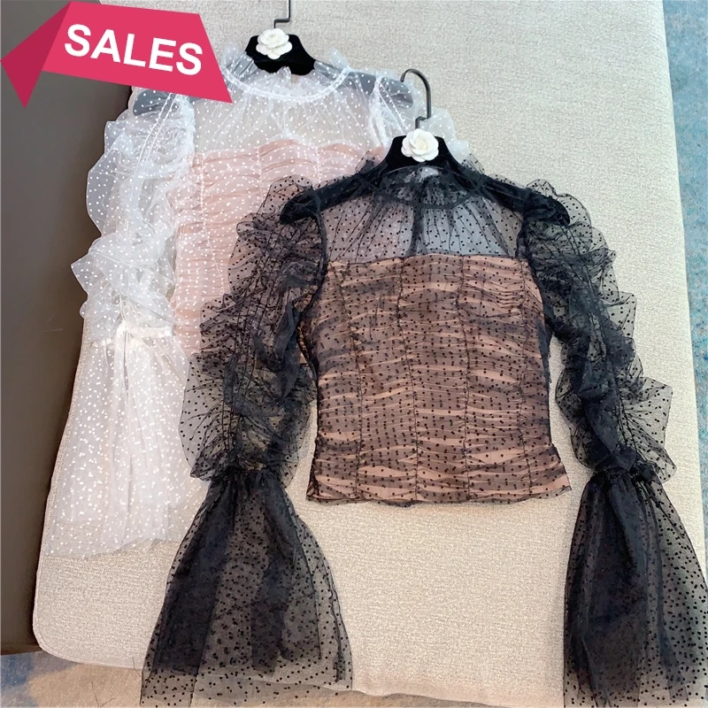 winter new French court sweet versatile pop bubble sleeve lace mesh blouse
winter new French court sweet versatile pop bubble sleeve lace mesh blouse