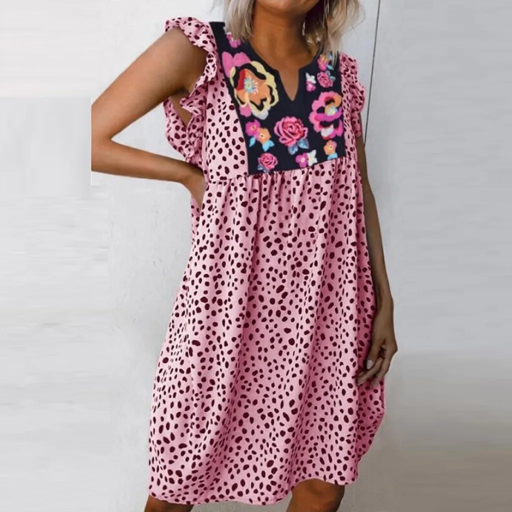 Womens Sleeveless Floral Loose Fit Ruffle Summer Leopard Beach Mini Dress(S-3XL) vestido de mujer summer dress
Womens Sleeveless Floral Loose Fit Ruffle Summer Leopard Beach Mini Dress(S-3XL) vestido de mujer summer dress