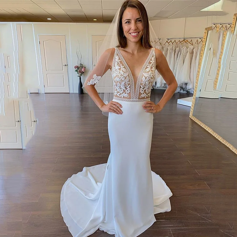 Real Sexy Mermaid Wedding Dresses 2021 Lace Bride Dress V Neck Back Women Boho Wedding Gowns Rustic Vestido de Noiva Sereia
Real Sexy Mermaid Wedding Dresses 2021 Lace Bride Dress V Neck Back Women Boho Wedding Gowns Rustic Vestido de Noiva Sereia