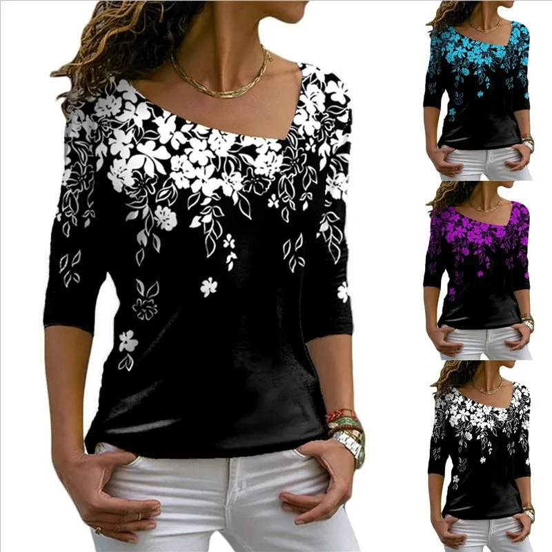 Женская футболка с длинным рукавом, V-образным вырезом и цветочным принтом
Женская футболка с длинным рукавом, V-образным вырезом и цветочным принтом