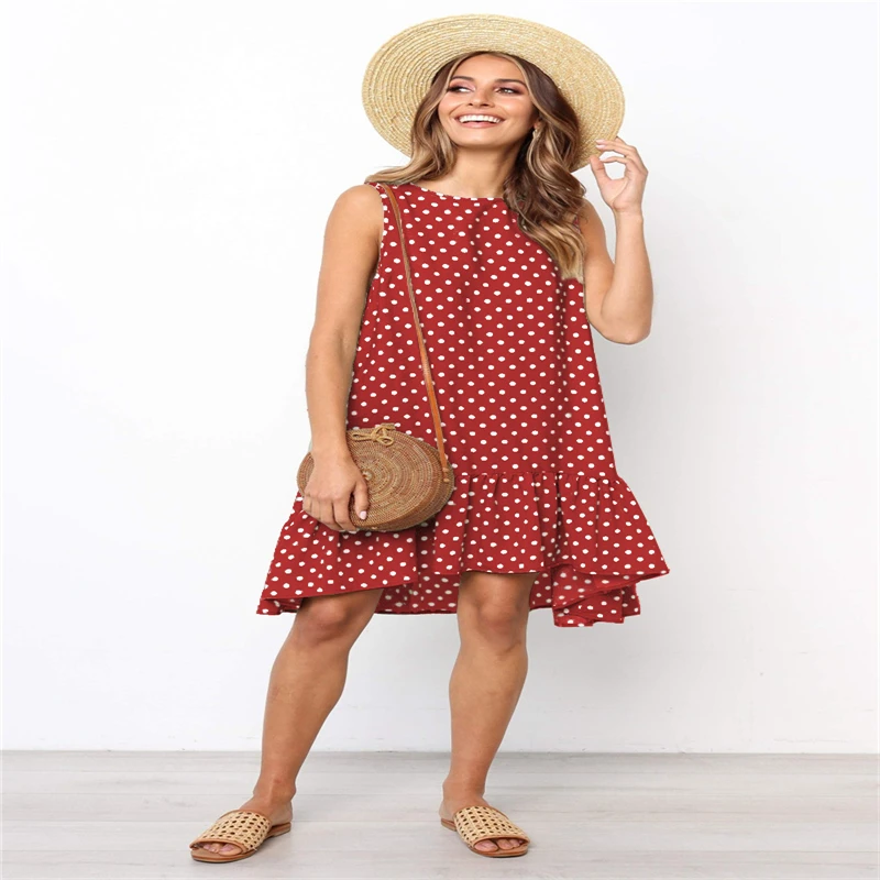 Red Polka Dot Printed Sleeveless Chiffon Dress Plus Size O Neck Loose Ruffle Dresses for Women Casual Midi Female Clothing 2021
Red Polka Dot Printed Sleeveless Chiffon Dress Plus Size O Neck Loose Ruffle Dresses for Women Casual Midi Female Clothing 2021