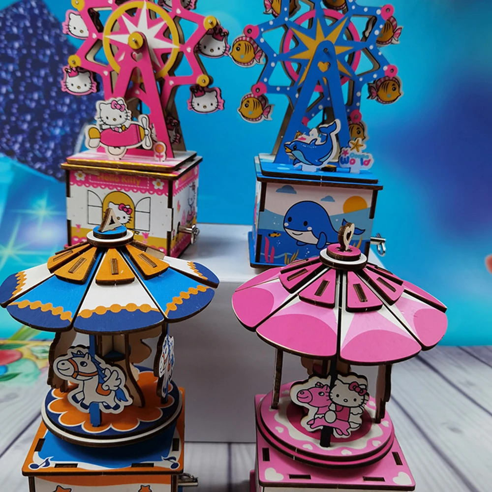 DIY Wooden Carousel Music Box for Girls and Children Wood Model Building Kits Toys Cartoon Horse Cat Ferris Wheel Pink Blue
DIY Wooden Carousel Music Box for Girls and Children Wood Model Building Kits Toys Cartoon Horse Cat Ferris Wheel Pink Blue