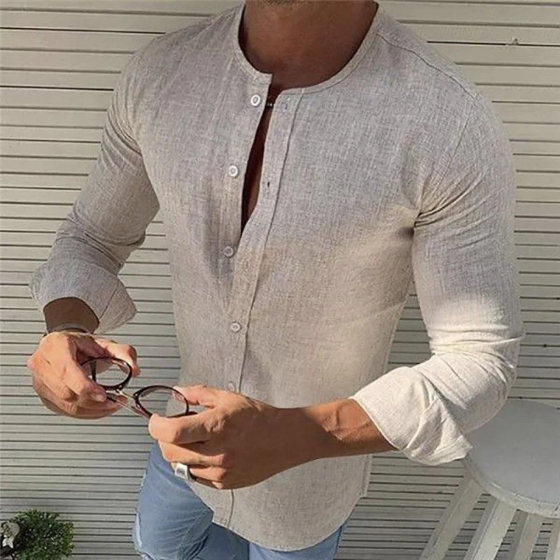Vintage Slim O-Neck Cotton Linen Shirts Men Casual Long Sleeve Solid Cardigan Tops 2021 Spring Autumn Mens Fashion Buttons Shirt
Vintage Slim O-Neck Cotton Linen Shirts Men Casual Long Sleeve Solid Cardigan Tops 2021 Spring Autumn Mens Fashion Buttons Shirt