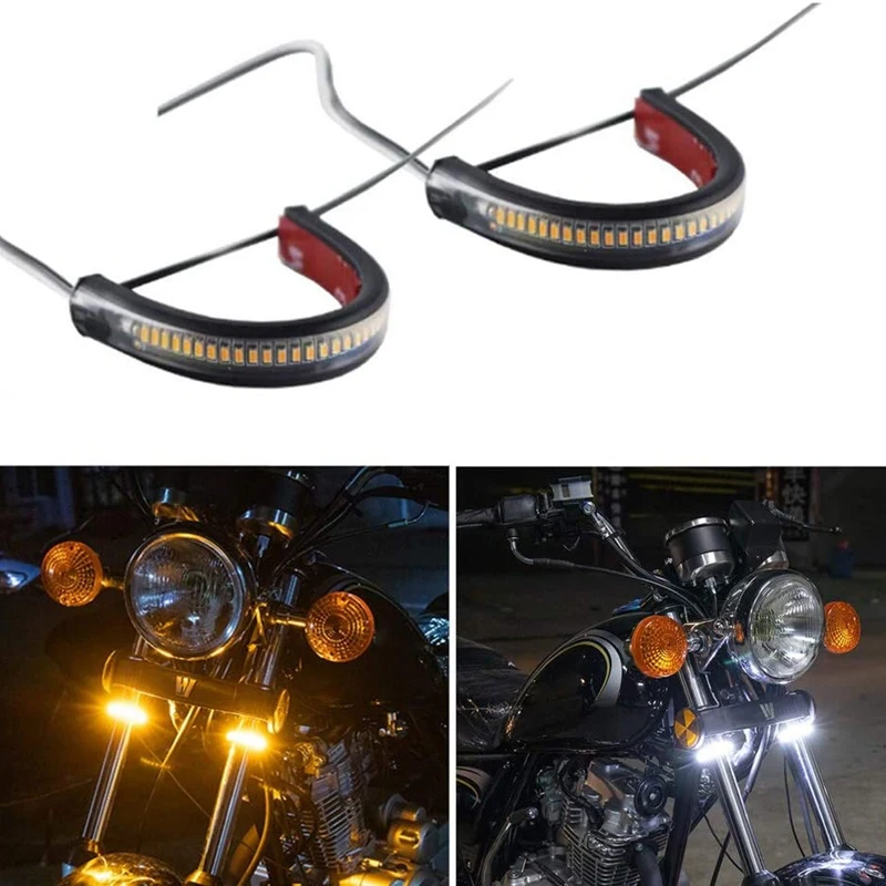 2PC Flexible Switchback Dual-Color Motorcycle LED Fork Turn Signal Blinkers DRL Daytime Running Light Waterproof
2PC Flexible Switchback Dual-Color Motorcycle LED Fork Turn Signal Blinkers DRL Daytime Running Light Waterproof
