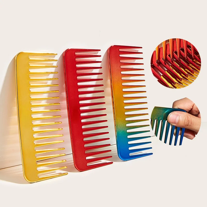 

Plating Electroplating Hairdressing Comb Scalp Massage Hair Brush Large Wide Tooth Comb Haircut Tool Salon Barber Combs