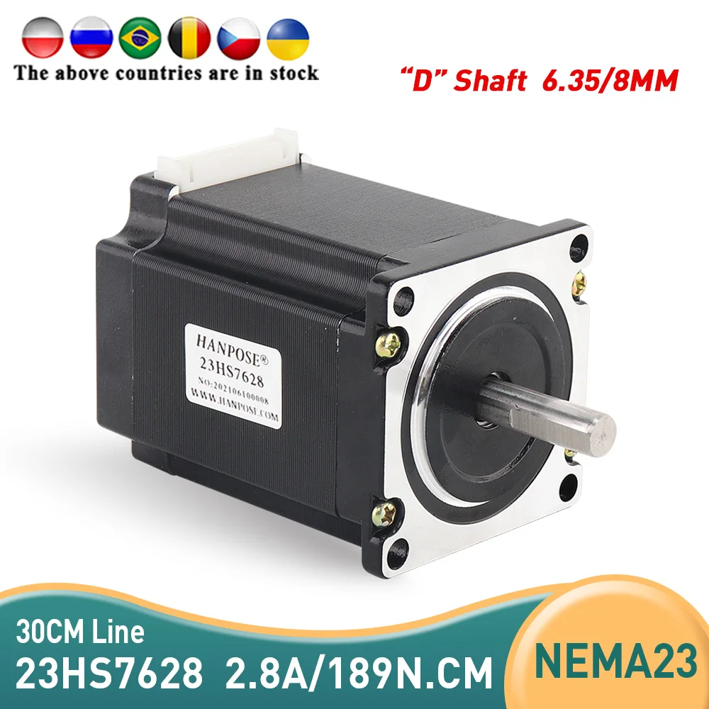 5pcs NEMA23 stepper motor 23HS7628 2.8A 189N.cm 4-Lead 1.8 degree 57 motor 270Oz-in For CNC machine and 3D printer!
5pcs NEMA23 stepper motor 23HS7628 2.8A 189N.cm 4-Lead 1.8 degree 57 motor 270Oz-in For CNC machine and 3D printer!