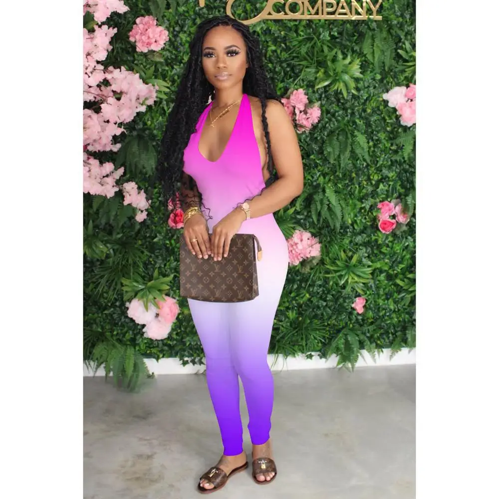 Sexy Deep V Neck Backless Body Gradient Tie Dye Jumpsuit Summer 2020 Fitness Sleeveless Leggings Bodycon Rompers Womens Jumpsuit
Sexy Deep V Neck Backless Body Gradient Tie Dye Jumpsuit Summer 2020 Fitness Sleeveless Leggings Bodycon Rompers Womens Jumpsuit