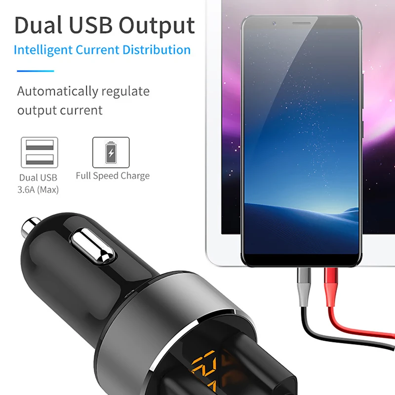 3.1A Dual USB Car Charger for iPhone 12 6s 7 8 11 Tablet Xiaomi Samsung S10 With LED Display Universal Mobile Phone Car-Charger 
3.1A Dual USB Car Charger for iPhone 12 6s 7 8 11 Tablet Xiaomi Samsung S10 With LED Display Universal Mobile Phone Car-Charger