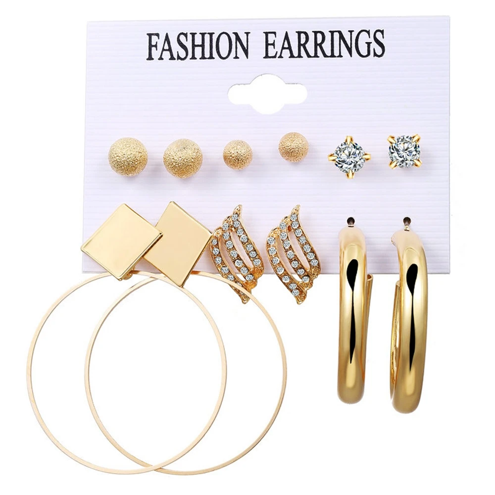 6 Pair Fashion Exquisite Woman's Earring Retro Geometric Pendant Drop Big Circle Rhinestones Metal Ear Ring Stud Earrings Women
6 Pair Fashion Exquisite Woman's Earring Retro Geometric Pendant Drop Big Circle Rhinestones Metal Ear Ring Stud Earrings Women