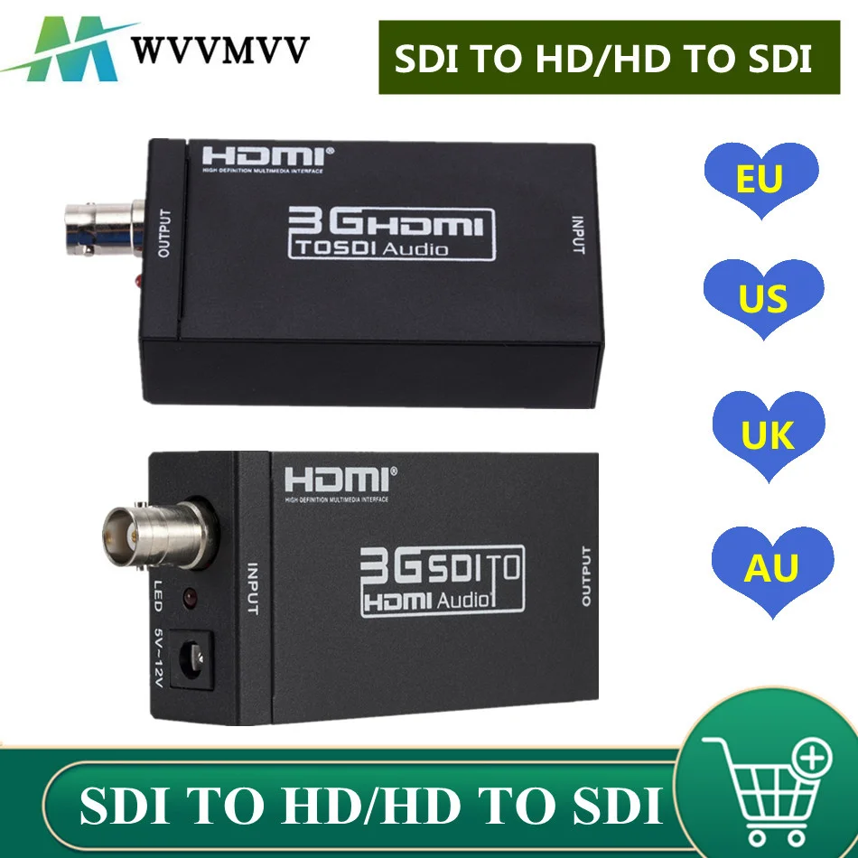 

WVVMVV 3G HDMI-compatible to SDI Converter SDI Adapter Audio HD-SDI/3G-SDI Adapter BNC 1080P DAC Converter for Monitor HDTV