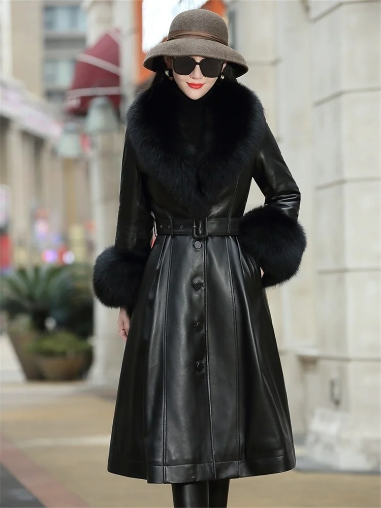 Fox fur leather down jacket women's long fur coat 2021 new sheep fur coat winter
Fox fur leather down jacket women's long fur coat 2021 new sheep fur coat winter