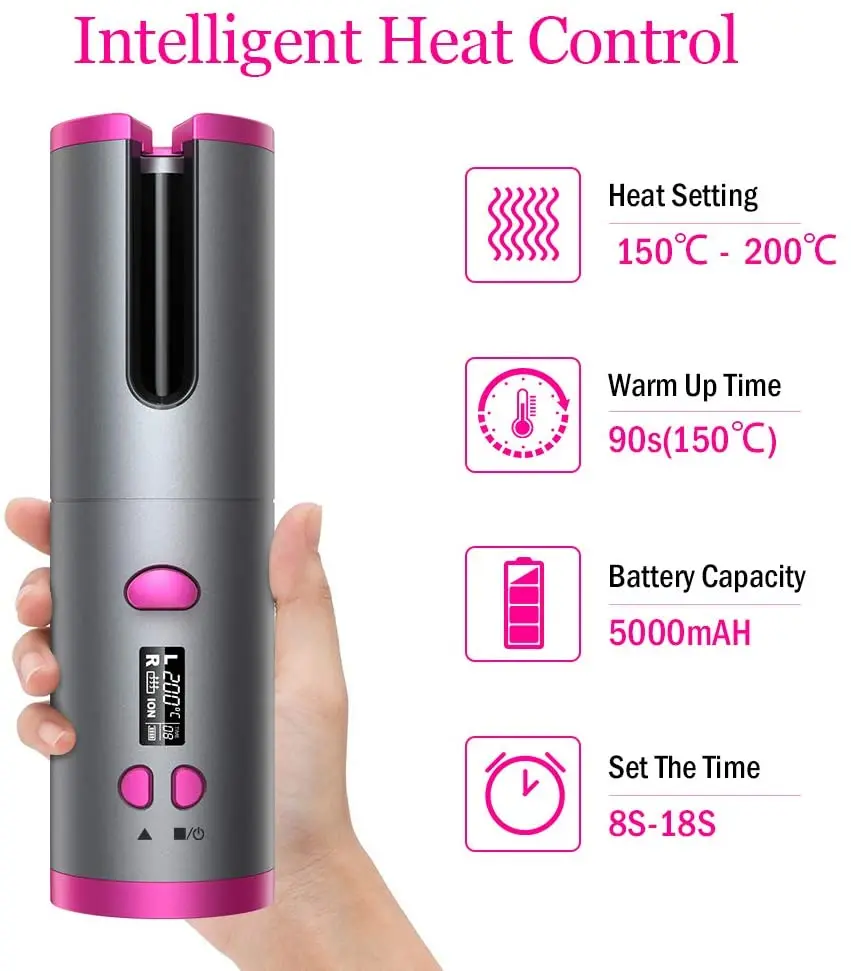 Auto Ceramic Wireless Curling Iron Hair Waver Tongs Beach Waves Iron Curling Wand Air Curler USB Cordless Automatic Hair Curler
Auto Ceramic Wireless Curling Iron Hair Waver Tongs Beach Waves Iron Curling Wand Air Curler USB Cordless Automatic Hair Curler