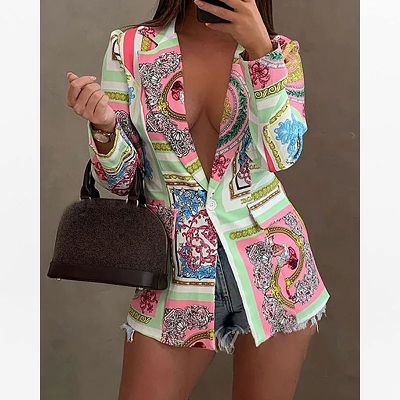 2021 Autumn New Fashion Colorful Blazer Jacket for Women Long Sleeve Cardigan Jacket Print Button Slim Elegant Turn-down Coats
2021 Autumn New Fashion Colorful Blazer Jacket for Women Long Sleeve Cardigan Jacket Print Button Slim Elegant Turn-down Coats