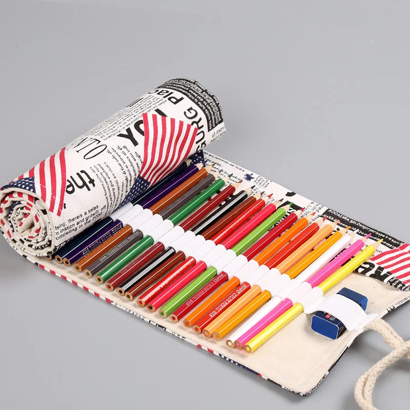 

Canvas Roll Pencil Case for Art Brushes School Pencilcases Cosmetiquero Makeup Bag Pencil Cases for Office Estuches Escolares