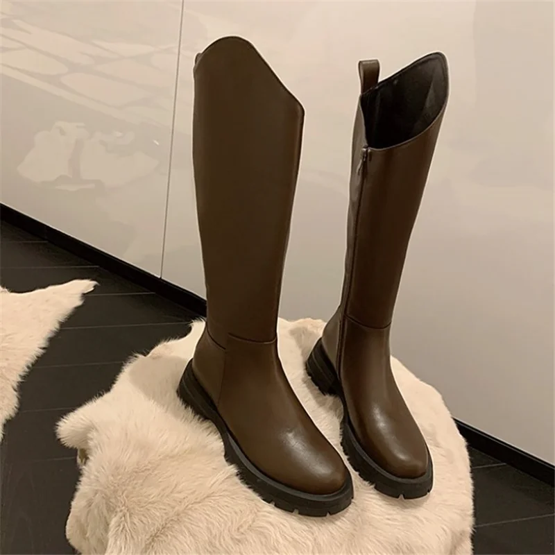 

2021 new high-quality knight boots star same style women's boots British high tube but knee simple Martin boots