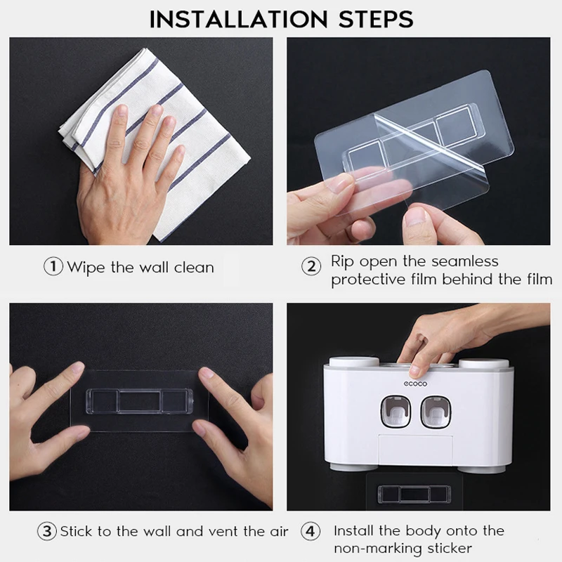 4 Automatic Toothpaste Dispenser Toothbrush Holder Wall-mounted Toothbrush Storage Toothpaste Squeezer Bathroom Washing Sets
4 Automatic Toothpaste Dispenser Toothbrush Holder Wall-mounted Toothbrush Storage Toothpaste Squeezer Bathroom Washing Sets
