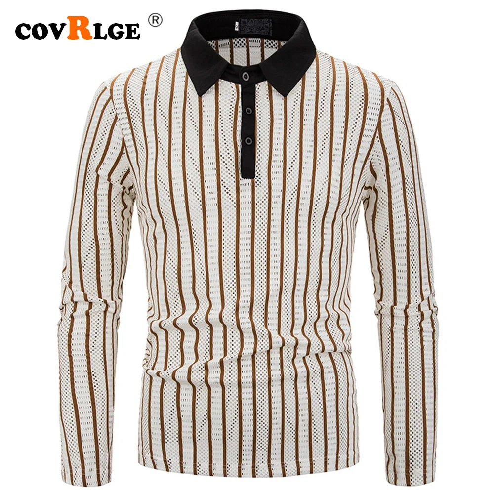 Covrlge Men Poloshirts Vertical Stripe Hollow Casual Fashion Design Shirt Men's Lapel Long Sleeves Casual Men's Poloshirt MTP149
Covrlge Men Poloshirts Vertical Stripe Hollow Casual Fashion Design Shirt Men's Lapel Long Sleeves Casual Men's Poloshirt MTP149