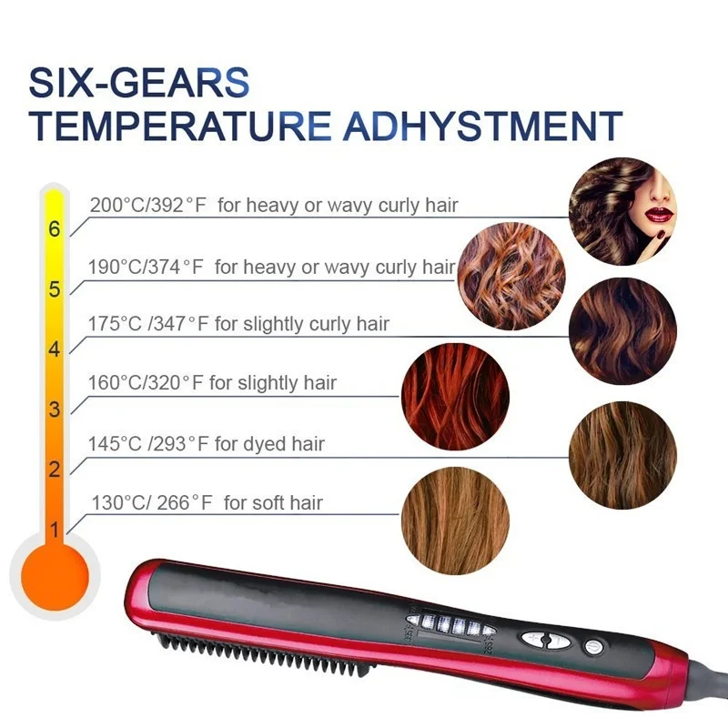 New Professional Hair Straightener Comb Electric Brush Straightening Flat Iron Styling Tools | Красота и здоровье
