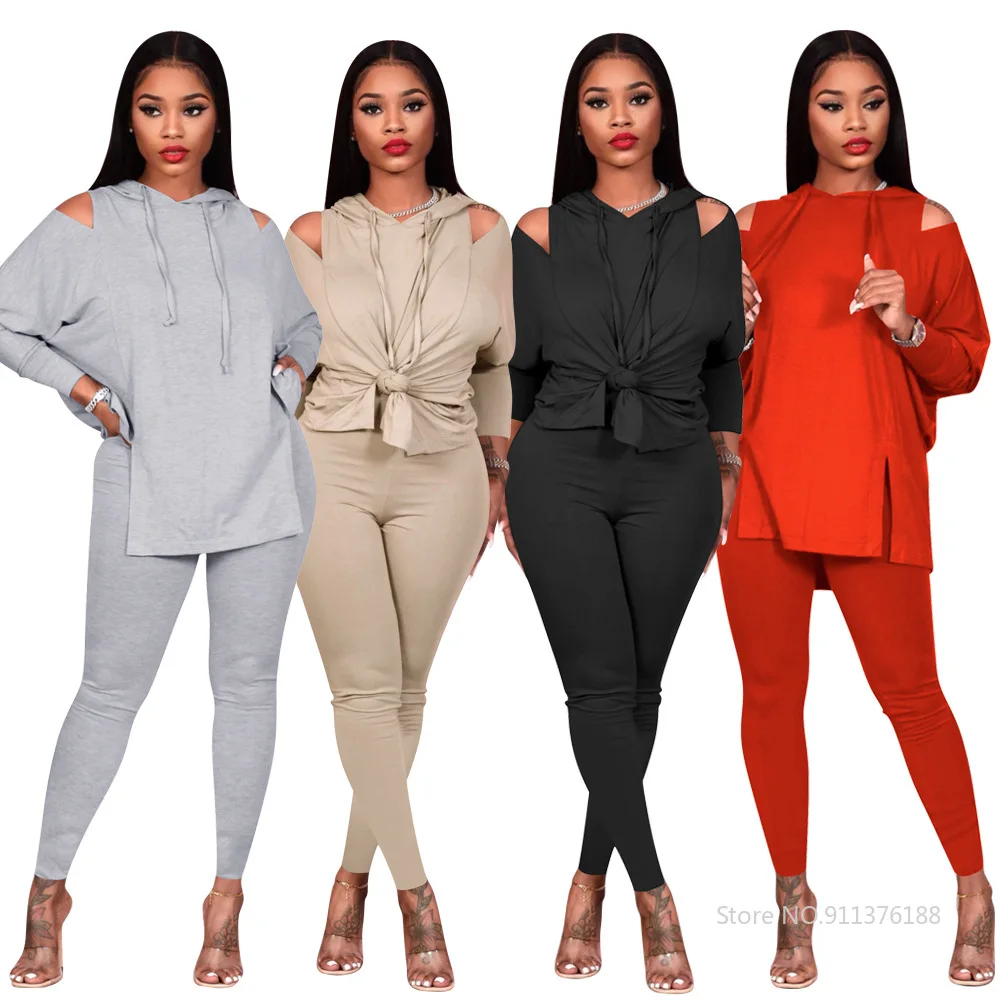 Solid Color 2 Piece Suit Woman Long Sleeve Cold Shoulder Hooded Pullover and Pencil Pants Casual Fitness SportyTracksuit S-XXL
Solid Color 2 Piece Suit Woman Long Sleeve Cold Shoulder Hooded Pullover and Pencil Pants Casual Fitness SportyTracksuit S-XXL