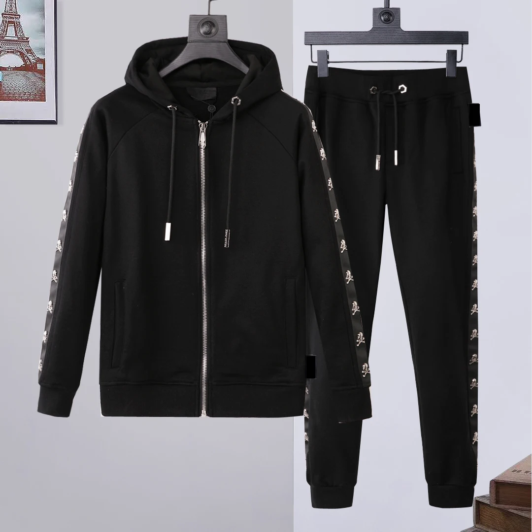 

2021 Top Brand PP Skull Men Cotton 2-Piece Hooded Sweatshirt Pants Sportswear Plein Hoodie Clothes Ropa deportiva con capucha