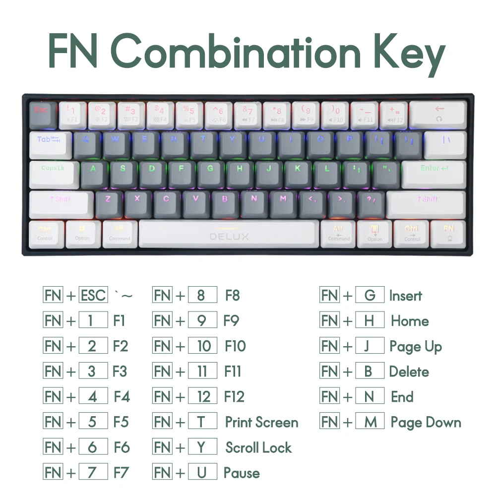 Delux KM33 Portable 60% Mechanical Keyboard Wireless BT Brown Swtiches PBT Gaming Keypads With Type-C Detachable Cable
Delux KM33 Portable 60% Mechanical Keyboard Wireless BT Brown Swtiches PBT Gaming Keypads With Type-C Detachable Cable