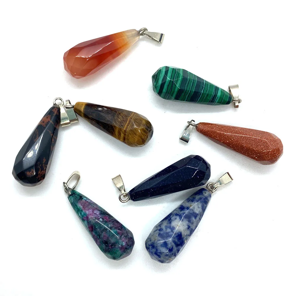 

Natural Stone Pendant Malachite Obsidian Lapis Lazuli Lime Agate Opal Watermelon Crystal DIY Handmade Charm Jewelry Making