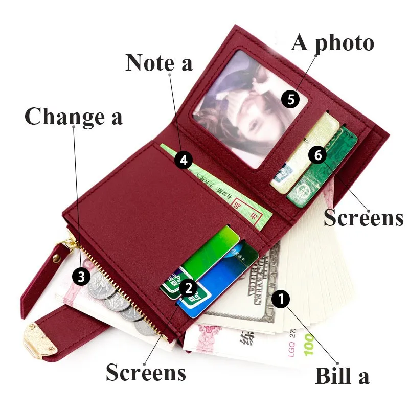 Short Women's Wallet Small Coin Pocket Ladies Zipper&Hasp Bi-Fold Card Holder Carteira Feminina Fashion 2021 New Girl Money Bag
Short Women's Wallet Small Coin Pocket Ladies Zipper&Hasp Bi-Fold Card Holder Carteira Feminina Fashion 2021 New Girl Money Bag