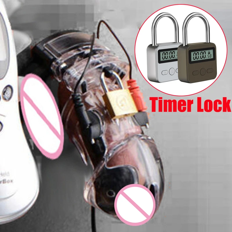 

Electric Shock CB6000 Cock Cage Sex Ball Stretcher BDSM Timer Lock Chastity Belt Penis Ring SM Male Sex Tools Electro Stimulator