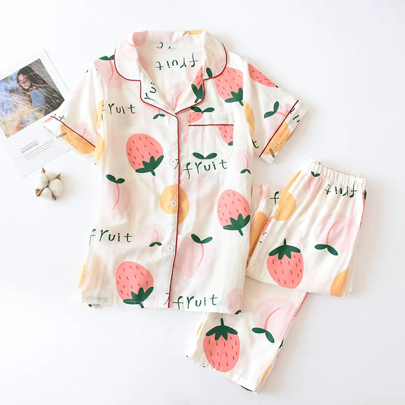 Fruit Pyjama Printed Pink Cute Short Pajamas Sleepwear Women Shorts Pajamas Summer Women Nightwear Cotton Button Up Pajama Set
Fruit Pyjama Printed Pink Cute Short Pajamas Sleepwear Women Shorts Pajamas Summer Women Nightwear Cotton Button Up Pajama Set