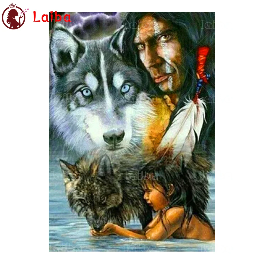 full drill square Crystal Paintings Abstract art, retro indian and wolf Diamond Embroidery Full round 5d Diy diamond painting
full drill square Crystal Paintings Abstract art, retro indian and wolf Diamond Embroidery Full round 5d Diy diamond painting