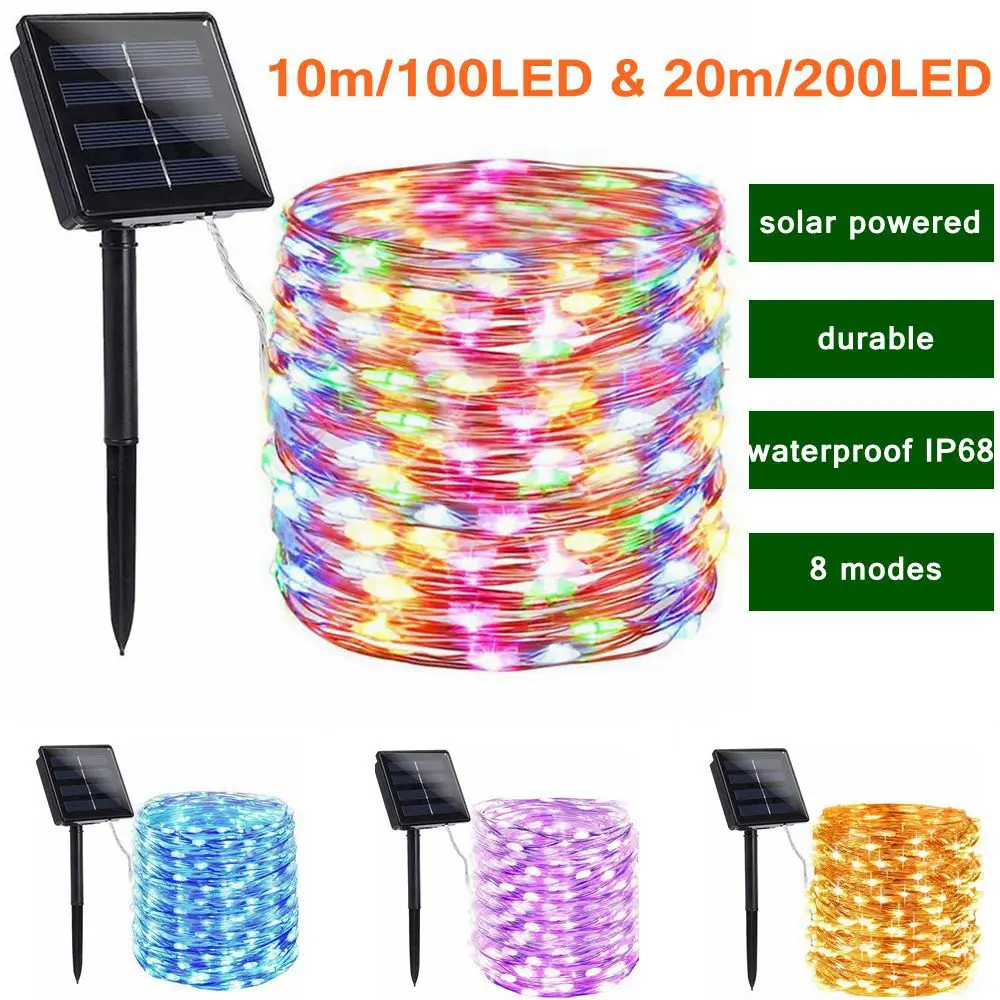 20m 200LED Fairy Lighting Strings Solar Outdoor Waterproof Copper Wire Lamp 8 Modes Wedding Garden Christmas Decor String Light
20m 200LED Fairy Lighting Strings Solar Outdoor Waterproof Copper Wire Lamp 8 Modes Wedding Garden Christmas Decor String Light