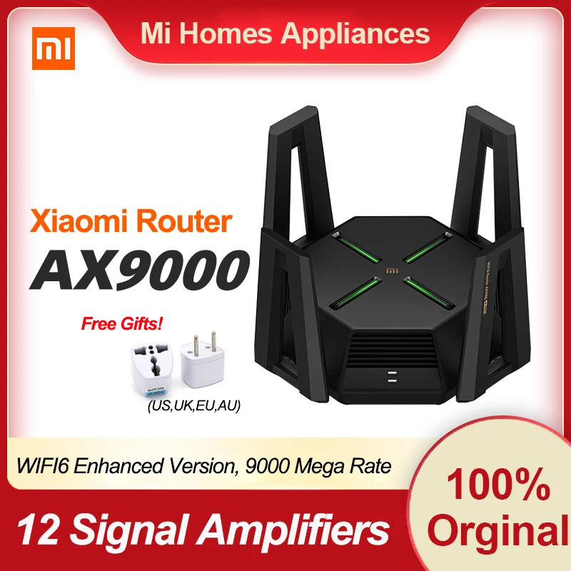 Оригинальный маршрутизатор Xiaomi AX9000 WIFI6 AIoT трехканальный улучшенная версия четырехъядерный процессор 1 ГБ ОЗУ 4K QAM 12 усилителей сигнала адап...
Оригинальный маршрутизатор Xiaomi AX9000 WIFI6 AIoT трехканальный улучшенная версия четырехъядерный процессор 1 ГБ ОЗУ 4K QAM 12 усилителей сигнала адап...