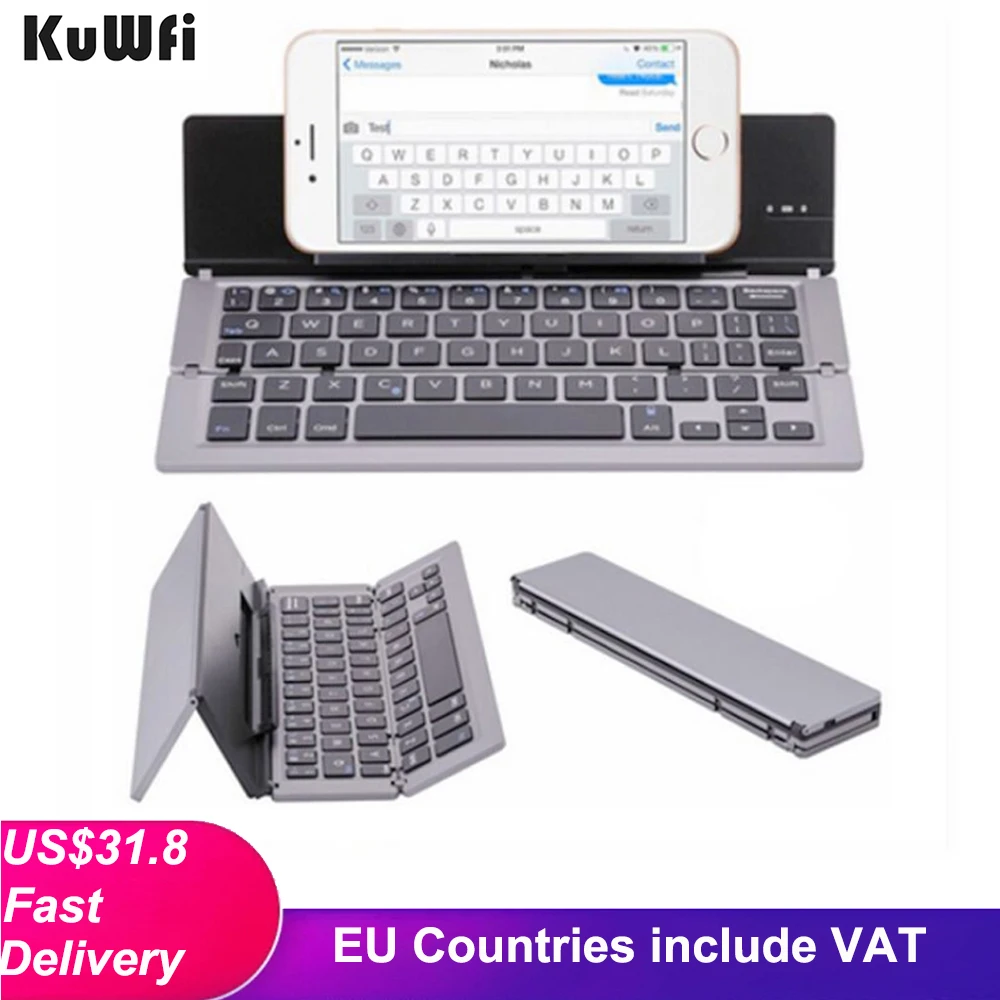 Беспроводная BlueTooth клавиатура KuWFi, портативная металлическая клавиатура с тройным сложением, совместима с системами Android, iphone, для планшетов...
Беспроводная BlueTooth клавиатура KuWFi, портативная металлическая клавиатура с тройным сложением, совместима с системами Android, iphone, для планшетов...