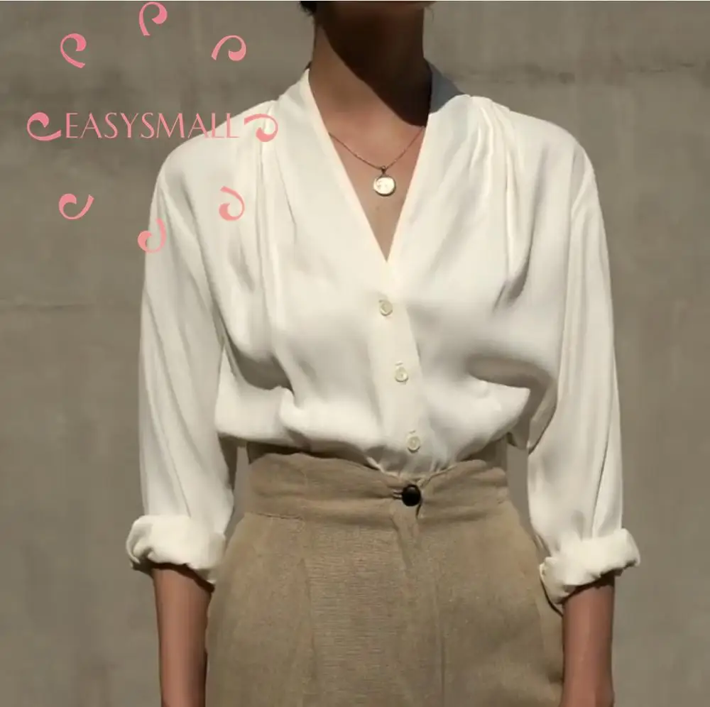 EASYSMALL Women dress Fashion Summer Sexy Silk French Vintage V-neck high-end streetwear tight High Waist shirt blouses 
EASYSMALL Women dress Fashion Summer Sexy Silk French Vintage V-neck high-end streetwear tight High Waist shirt blouses