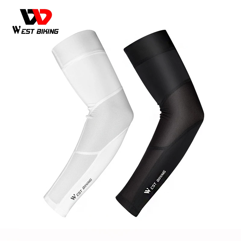 

WEST BIKING Cycling Arm Sleeve Cooler Ice Fabric Breathable UV Protection Fishing Running Fitness Elbow Pad Sports Arm Warmers