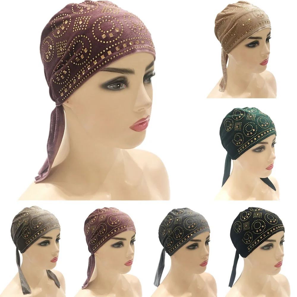 Velvet Underscarf Turban Women Diamonds Inner Cap Chemo Cancer Hat Ninja Caps Tie Back Bonnet Muslim Hijab Headwear Scarf Wrap
Velvet Underscarf Turban Women Diamonds Inner Cap Chemo Cancer Hat Ninja Caps Tie Back Bonnet Muslim Hijab Headwear Scarf Wrap