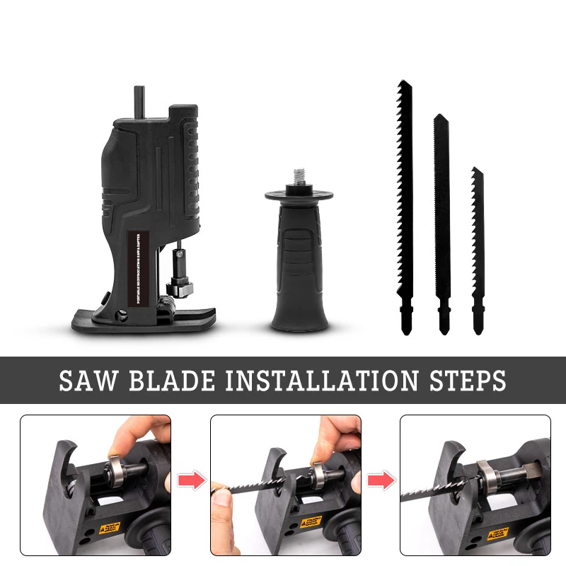 Reciprocating Saw Power Tool Household Electric Drill Modified Electric Saw Attachment With Blades Metal Wood Cutting Tool
Reciprocating Saw Power Tool Household Electric Drill Modified Electric Saw Attachment With Blades Metal Wood Cutting Tool