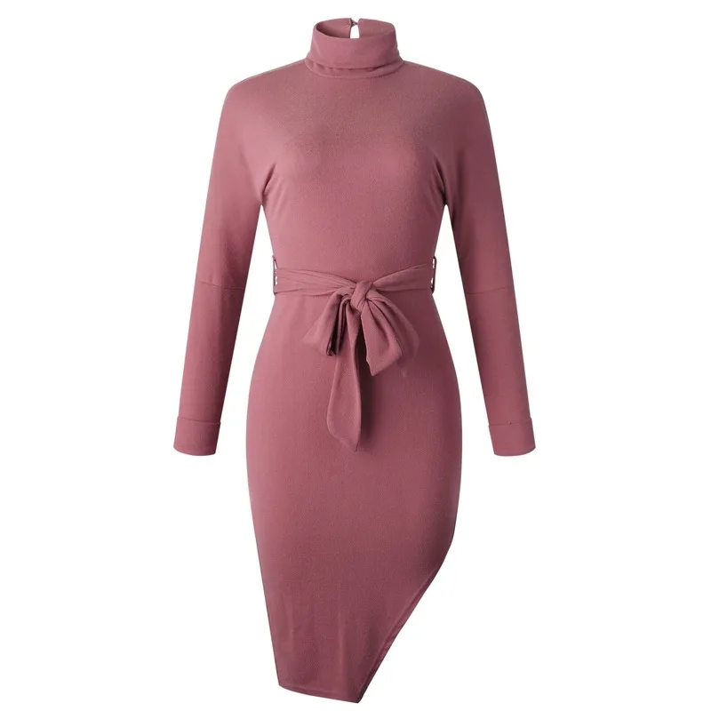 Retro Irregular Women's Dress Autumn Elegant High Neck Long Sleeves Irregular Lace Up Slim Fit Hip Dress Ladies Knee Dresses New
Retro Irregular Women's Dress Autumn Elegant High Neck Long Sleeves Irregular Lace Up Slim Fit Hip Dress Ladies Knee Dresses New
