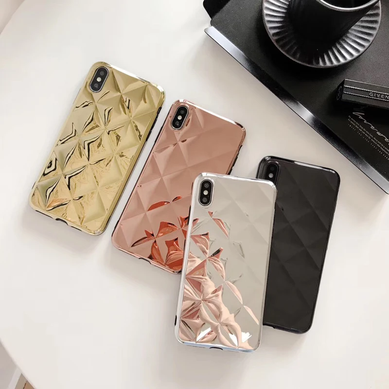 Роскошный мягкий чехол для iphone X XR XS Max 6 7 8 plus с золотым и серебряным бриллиантом